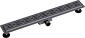 BES LED Douchegoot met Rooster - Leoni Trun - 90cm - Vloerflens - RVS - Gunmetal Grijs