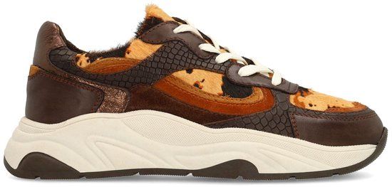 Sacha Dames Bruine Sneakers met Cow Print - Maat 38