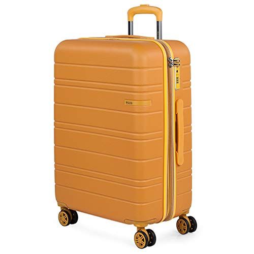 JASLEN - Middelgrote reiskoffer met 4 wielen Stijve trolley ABS Uitschuifbaar - Mosterd