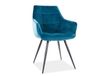 Chaise design acier noir et velours de polyester turquoise