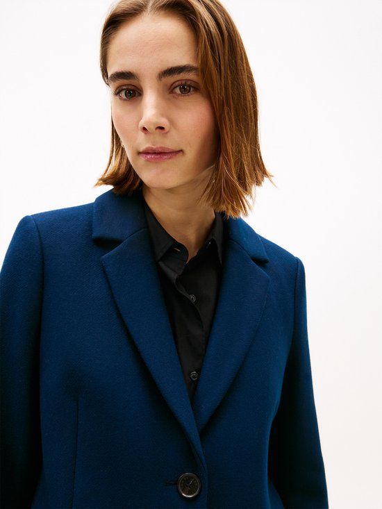 Tommy Hilfiger Women's CLASSIC SB WOOL REG COAT - Size 36 - Blue