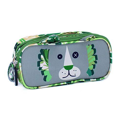 Les Déglingos Les Desglingos Etui, dubbele, Jélékros de leeuw, kleuterschool met CP | jongens en meisjes | grappig dierenetui | vanaf 3 jaar | gerecycled polyester