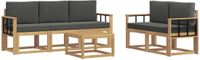 vidaXL - Bank loungeset - 4 zitplekken - Acacia hout - Wit en antracietkleurig