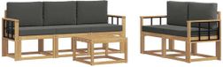 vidaXL - Bank loungeset - 4 zitplekken - Acacia hout - Wit en antracietkleurig
