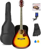 MAX SoloJam Akoestische gitaar voor beginners - Western gitaar 4/4 - incl. gitaar stemapparaat, gitaartas en 2x plectrum - Sunburst