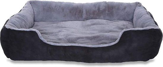Dibea Hondenbed hondenmand met omkeerbaar kussen (XL) 90 x 70 cm grijs/zwart