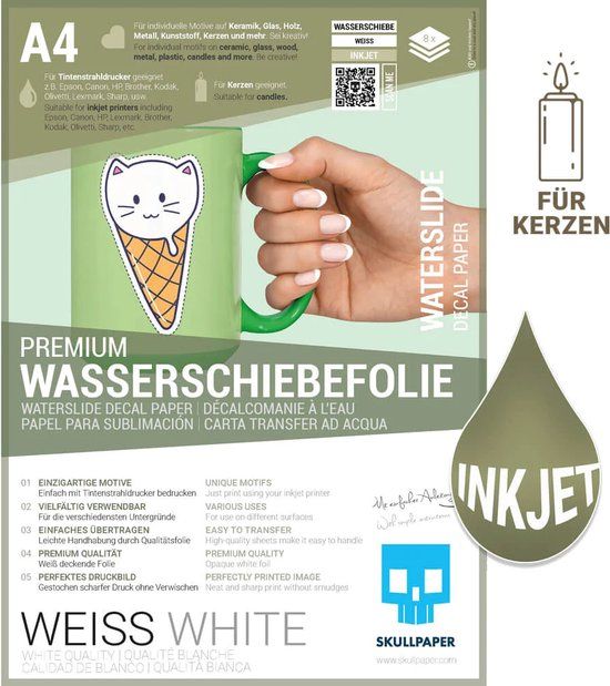 Skullpaper Transferfolie Inkjet A4 8 Vel Wit