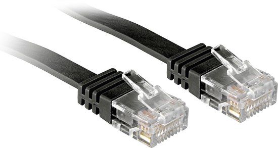 Lindy - Cat.6 Flachband-Patchkabel ungeschirmt, schwarz, 10m