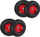 Merkloos Relaxdays steekwagenwiel - set van 4 - luchtband - 3.50-4 - reservewiel - 136 kg - zwart-rood