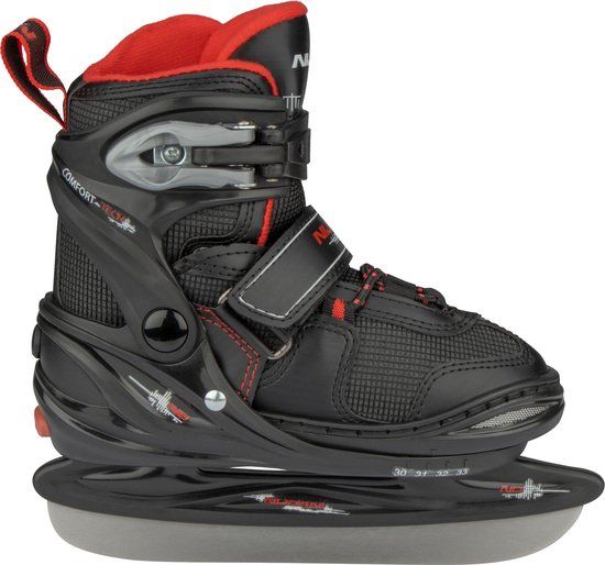 Nijdam IJshockeyschaats - Verstelbaar - Semi-Softboot - Zwart - Maat 30-33