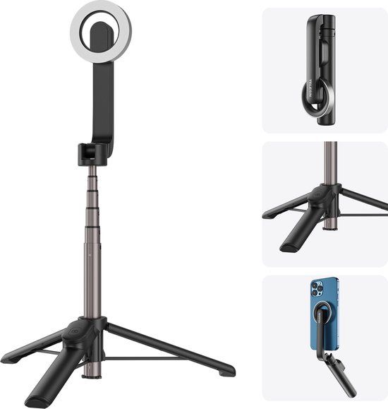 TELESIN Mini magnetische Selfie Stick voor Smartphone - Zwart