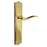 MICEL 01646 Deurklinkset met stalen plaat en aluminium handgreep, messing afwerking, goudkleurig, 243 x 118 x 52 mm
