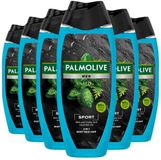 Palmolive Men 3-in-1 Body Face Hair Etherische Oliën Munt Cedernaalden - 6 x 500 ml - Voordeelverpakking