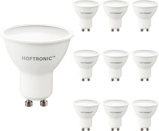 HOFTRONIC - Voordeelverpakking 10X GU10 LED Spots - 7,5 Watt 700lm - 4000K Neutraal wit licht
