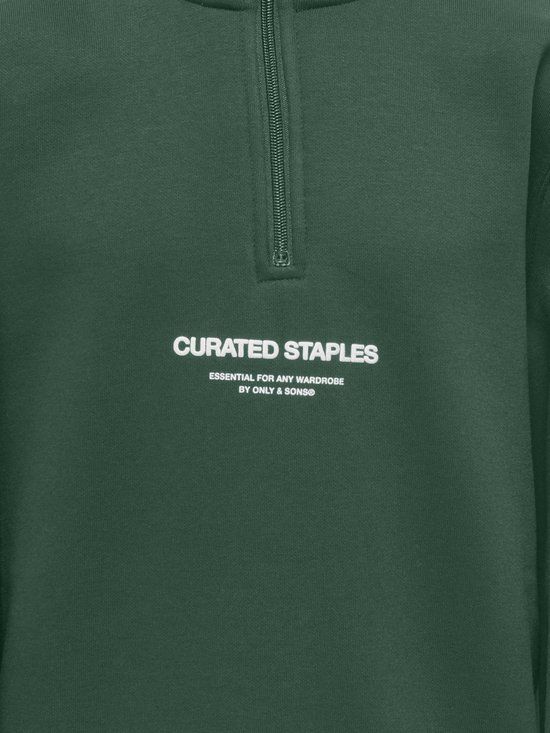 ONLY&SONS - OSJCURATED REG HALF ZIP SWEAT VD - Jongens - Groen - Katoen/Polyester