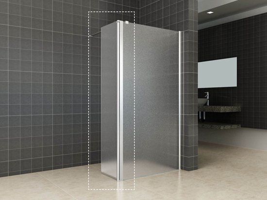 Wiesbaden Zijwand Matglas met Scharnierprofiel 35 cm - 10 mm Nano - Rechts