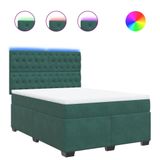 vidaXL Boxspringbed met matras, fluweel, donkergroen, 140x200 cm