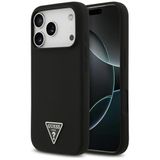 CG MOBILE Guess Étui en silicone avec logo triangulaire, compatible MagSafe pour iPhone 17 Pro Max, noir