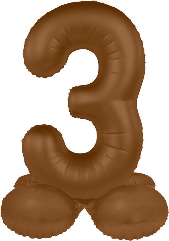 Folat - Folieballon Cijfer 3 - Chocolate Brown - 41 cm