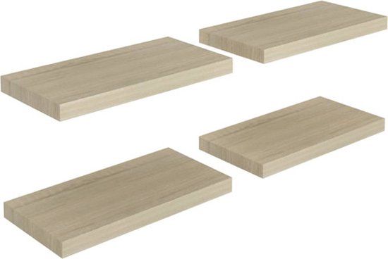 vidaXL Wandschappen zwevend 4 st 50x23x3,8 cm MDF eikenkleurig