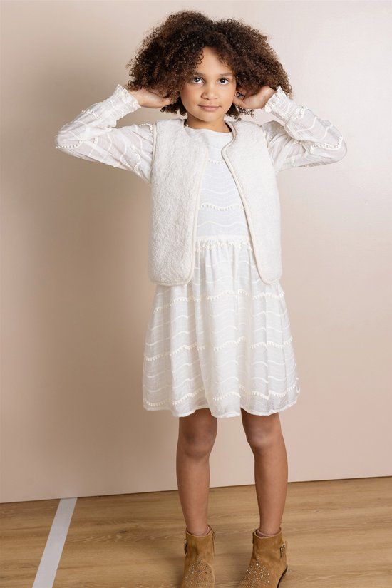 Nono NOBELL & NONO APPAREL Meisjes Jurk Milly - Maat 122/128 - Pearled Ivory