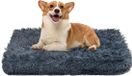 VERTUPET Lit pour chien orthopédique Medium - Mousse à mémoire - Peluche - Gris foncé/Gris Blanc