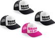 Bellatio Decorations Vrijgezellenfeest dames petjes blokletters - 1x Bride to Be roze + 7x Bride Squad zwart - Bachelorette