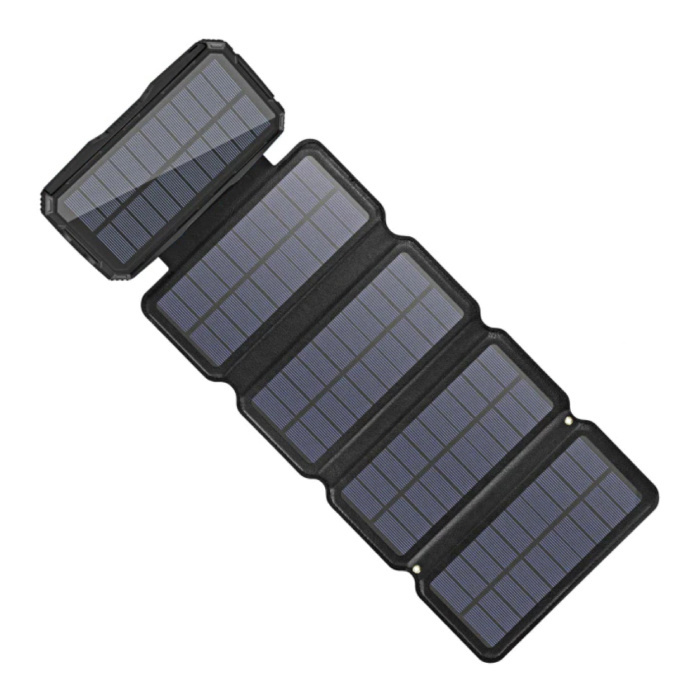 LEIK 26800mAh Draagbare Solar Powerbank 5 Zonnepanelen - Flexibele Zonne-energie Oplader 7 5W Zon Zwart