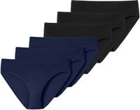 SCHIESSER Slip Set van 6 Zwart/donkerblauw Vrouwen Katoen/Elastaan Effen