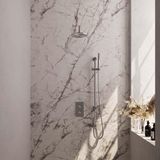 Brauer Brushed Edition Thermostatische Regendoucheset Inbouw - Hoofddouche 20 cm - Gebogen Wandarm - 3 Weg - Handdouche Staaf - Doucheslang - Geintegreerde Glijstang - Rvs