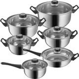 Set de casseroles en acier inoxydable 12 pièces pour toutes les plaques de cuisson