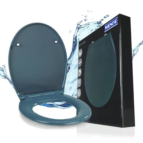 WENKO Premium wc-bril Samos Slate Blue, antibacterieel met automatische sluiting
