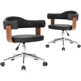 Chaises pivotantes de salle à manger chaise de cuisine lot de 2 bois courbé et similicuir