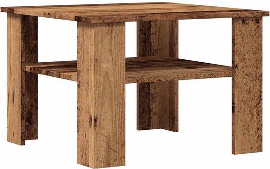 vidaXL Salontafel 60x60x42 cm bewerkt hout oud houtkleurig