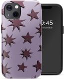 Selencia Hoesje - Geschikt voor Apple iPhone 13 - Backcover geschikt voor MagSafe - Stars Plum Lilac