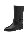 Tamaris Dames Enkellaarsje 1-25365-47 001 Zwart Leer Ritssluiting Ronde Neus 37 EU
