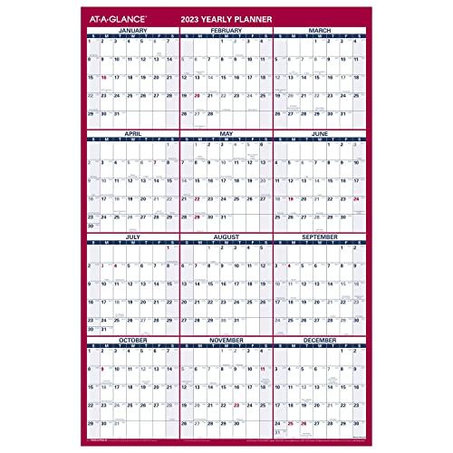 AT-A-GLANCE 2023 Dry Erase Calendar, Wall Planner, 91.4cm x 61cm, Large, Vertical/Horizontal, Reversible (PM26P28)