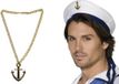 Chapeau de marin fantaisie - blanc - avec chaîne dorée à ancre - adultes - set d'accessoires