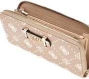 GUESS Silia SLG Large Zip Around Wallet Biscotti Logo Taupe