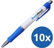 PrintAbout Pennen (10 stuks) Blauw/Wit Kunststof