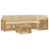 vidaXL Buiten bankenset 6 st Wit en Beige Polyester