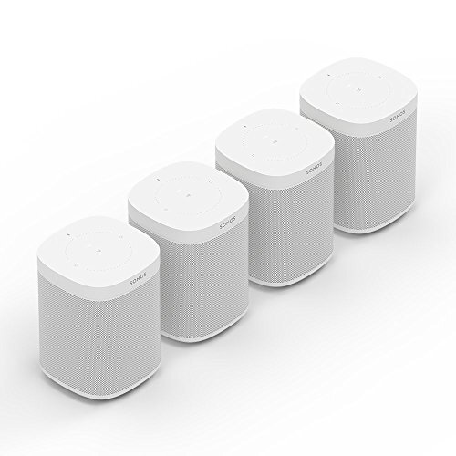 Sonos One Smart Speaker 4-kamerset, wit, intelligente WLAN-luidsprekers met Alexa spraakbesturing en AirPlay, vier multiroom luidsprekers voor onbeperkte muziekstreaming