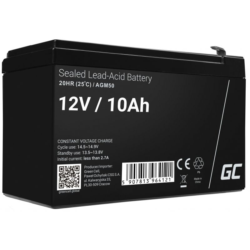 Green Cell AGM50 - 12V 10Ah VRLA AGM Battery