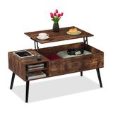 Merkloos Relaxdays Salontafel uitklapbaar - 46x100x50 cm - met opbergruimte - industrieel