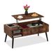 Merkloos Relaxdays Salontafel uitklapbaar - 46x100x50 cm - met opbergruimte - industrieel