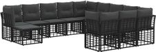 vidaXL Ensemble de canapés d'extérieur 12 places Noir/Gris foncé Polyester