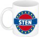 Bellatio Decorations - Sten voornaam - koffiemok - beker - wit/blauw - 300 ml