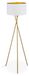 Lampadaire sur pied avec abat-jour en tissu, douille E27, or/blanc, 148,5 cm