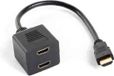 Lanberg AD-0019-BK HDMI A stekker op "2x HDMI A bus (1.4)" adapter splitter met kabel, 20 cm zwart