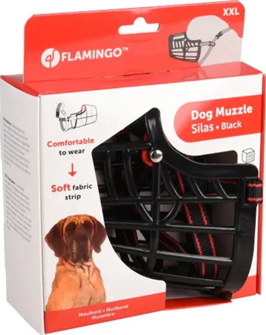 Flamingo Silas - Muilkorf Honden - Zwart - XXL - Polyester